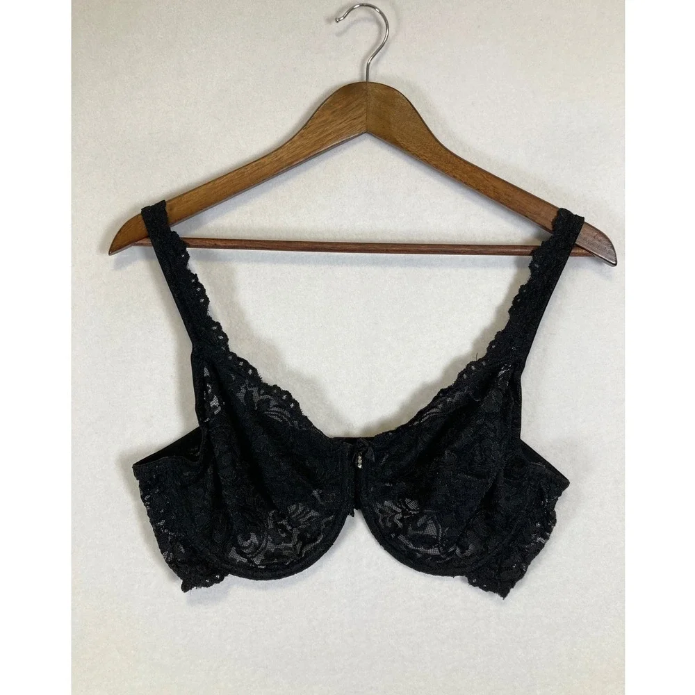 Romantic Smart & Sexy Womens 40D Black Floral‎ Lace Unlined Underwire Bra 85045